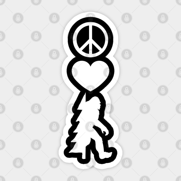 Peace Love Bigfoot Sticker by Tesszero